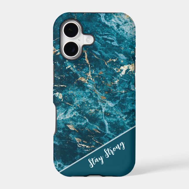 Abstract turquoise-gold marble iPhone Case (Back)