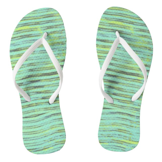 Abstract Turquoise Green Wave Jandals (Footbed)