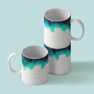 Abstract turquoise hand-painted stars Coffee Mug