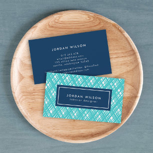 Abstract Turquoise Line Strokes Pattern Business Card