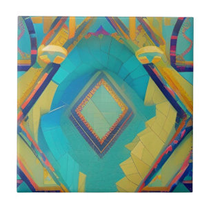 Abstract turquoise moroccan mosaic kitty voices tile