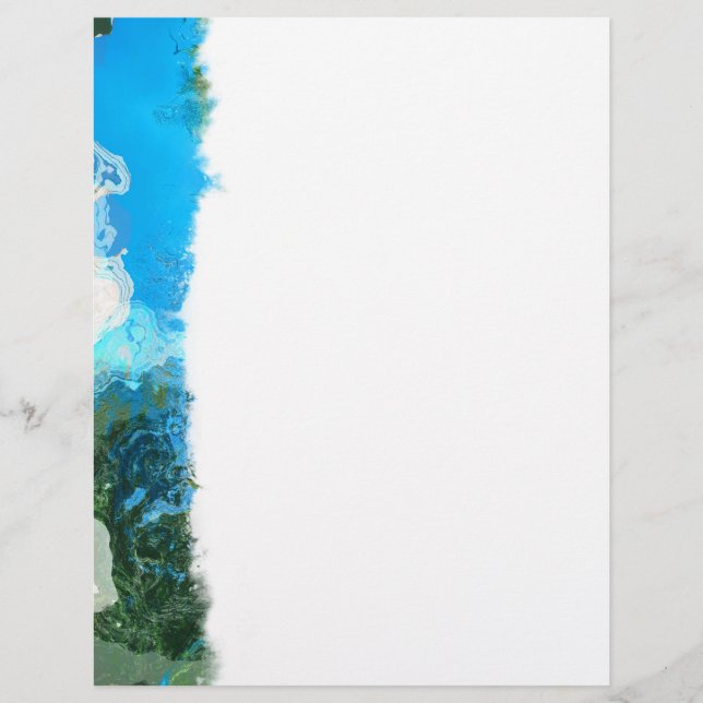Abstract Turquoise Ocean Blue & Seaweed Custom Letterhead (Front)