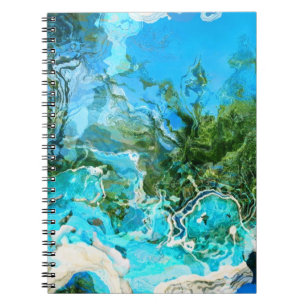 Abstract Turquoise Ocean Blue & Seaweed Green Notebook