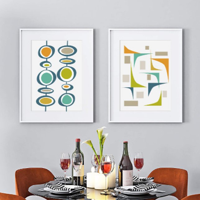 Abstract Turquoise Orange Green Mid Century Modern (Creator Uploaded)