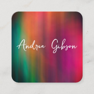 abstract turquoise orange magenta artistic bold square business card