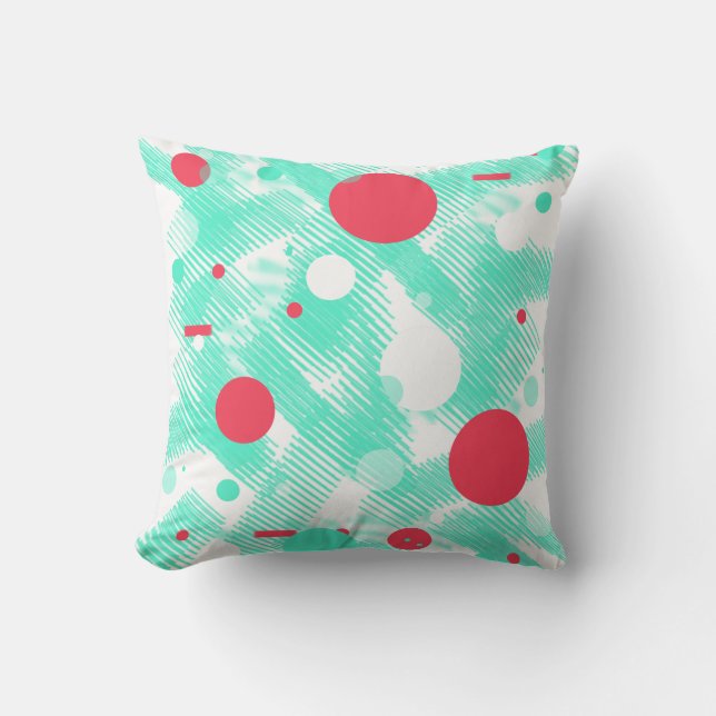 Abstract Turquoise Peach Throw Pillow (Front)