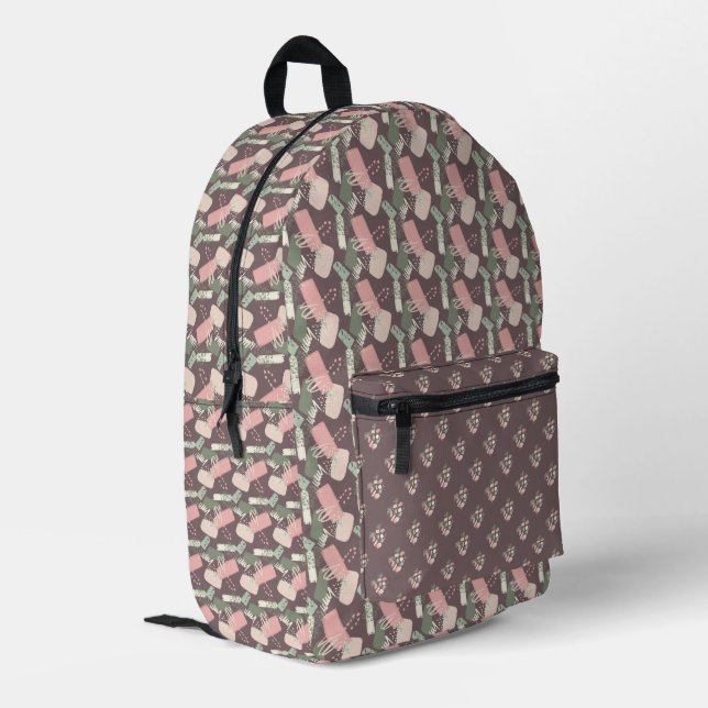Abstract Turquoise Pink Brown  Printed Backpack (Back Corner Left)