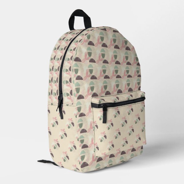 Abstract Turquoise Pink Brown  Printed Backpack (Back Corner Left)