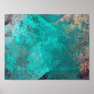 abstract turquoise teal grunge texture background poster
