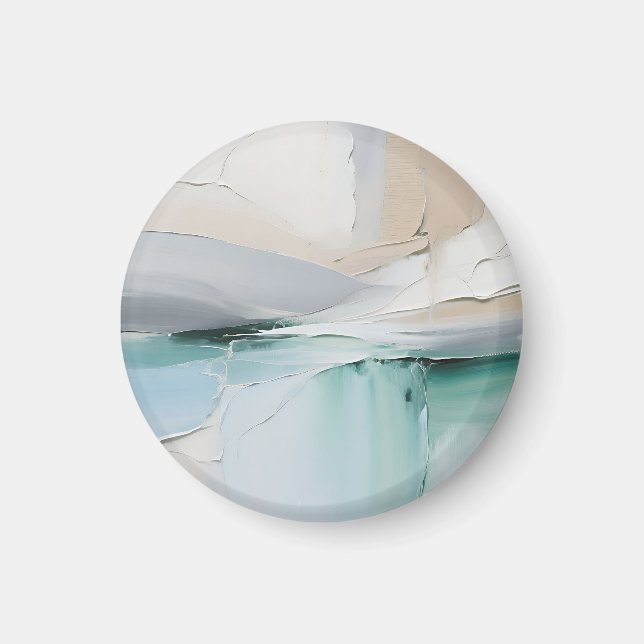 Abstract Turquoise White Texture Magnet (Front)
