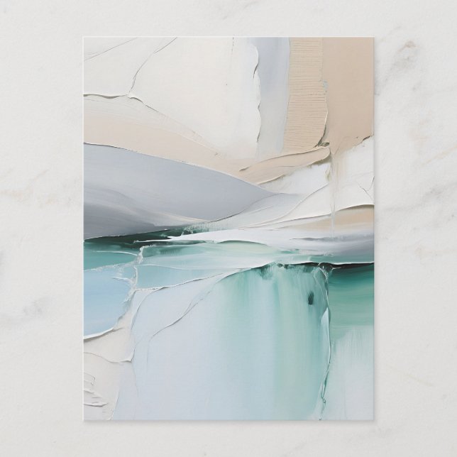Abstract Turquoise White Texture Postcard (Front)