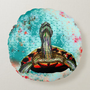 Abstract Turtle Artwork Round Cushion