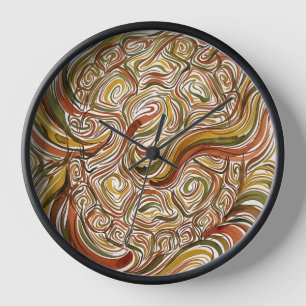 Abstract Turtle Shell Earth Tone Art Clocks