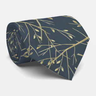 Abstract Twigs Navy Blue Grey Tie