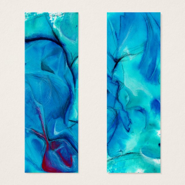 Abstract Underwater Blue Watercolor Bookmark (Front & Back)