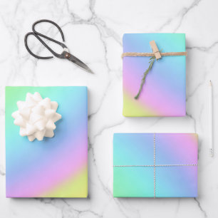 Abstract Unicorn Vibes Pastel Rainbow Art Wrapping Paper Sheet