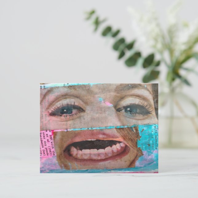 abstract unique  collage with a eyes and mouth postcard (Standing Front)