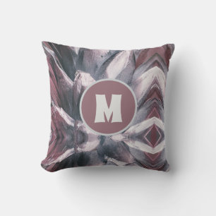 Abstract Unique Silver Pineapple Spikes Monogram Cushion