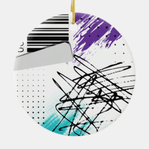 Abstract UPC design on socks Ceramic Tree Decoration