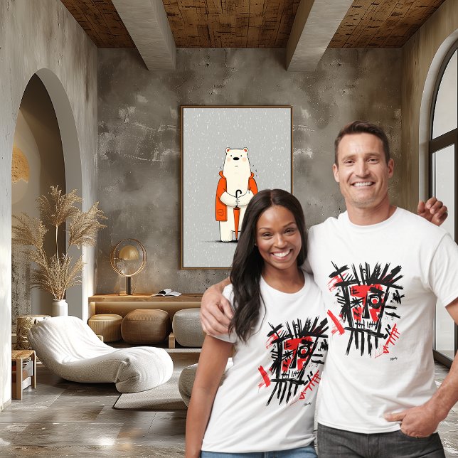 Abstract Urban Face - Bold Red & Black Street Art T-Shirt (Creator Uploaded)