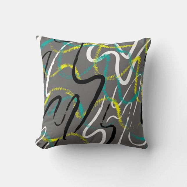 Abstract Urban: Grunge Wave Lines. Cushion (Front)