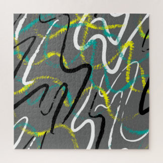 Abstract Urban: Grunge Wave Lines. Jigsaw Puzzle