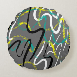 Abstract Urban: Grunge Wave Lines. Round Cushion