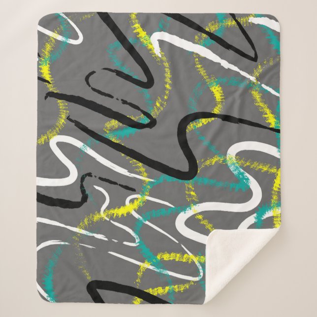 Abstract Urban: Grunge Wave Lines. Sherpa Blanket (Front)