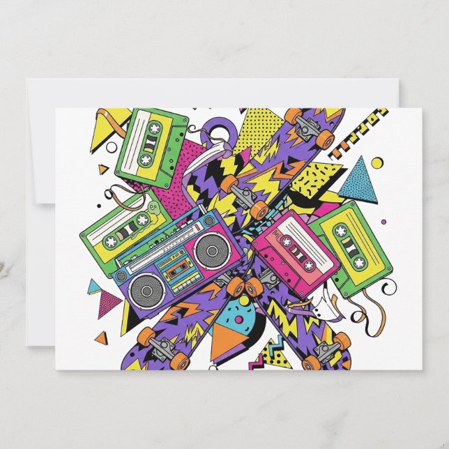 Abstract Urban Vibes with Retro Colours Invitation (Front)