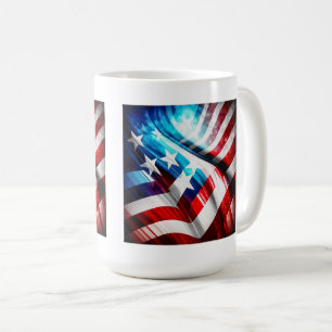 Abstract USA Flag Classic Mug, 15 oz Coffee Mug