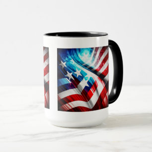 Abstract USA Flag Classic Mug, 15 oz Coffee Mug