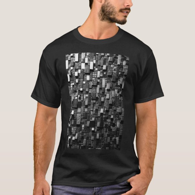Abstract Vertical 3D Micro Metallic Mosaic  T-Shirt (Front)