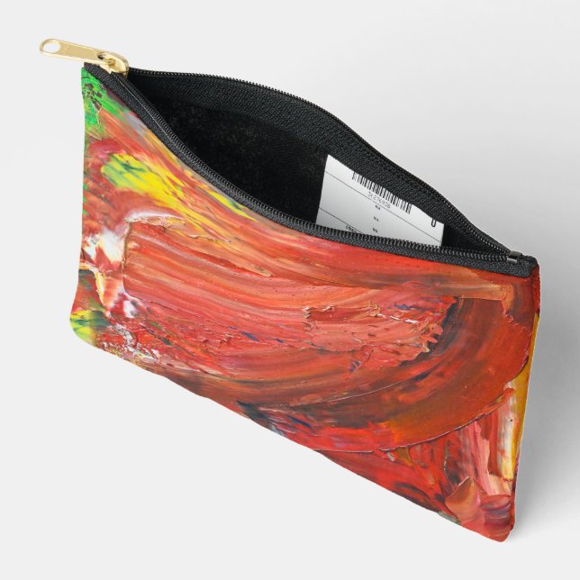Abstract Vertical Gesture in Red Accessory Pouch (Open)