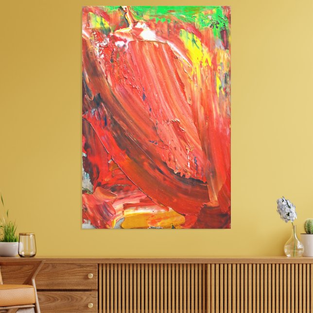 Abstract Vertical Gesture in Red Canvas Print (Insitu(LivingRoom))