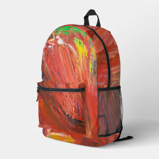 Abstract Vertical Gesture in Red Printed Backpack