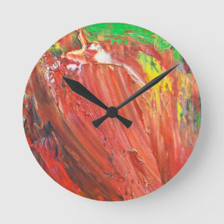 Abstract Vertical Gesture in Red Round Clock
