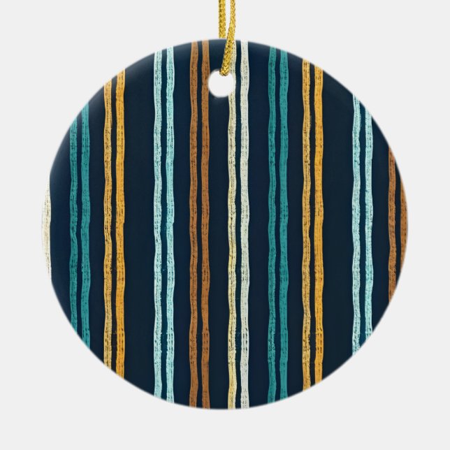 Abstract Vertical Lines pattern Ceramic Tree Decoration (Front)