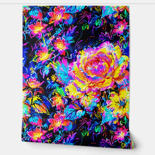 Abstract Vibrant Colourful Floral Seamless Pattern Wallpaper