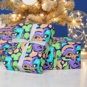 abstract vibrant contemporary geometric pop art    wrapping paper