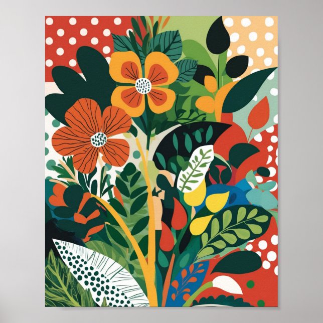 Abstract vibrant floral art poster (Front)