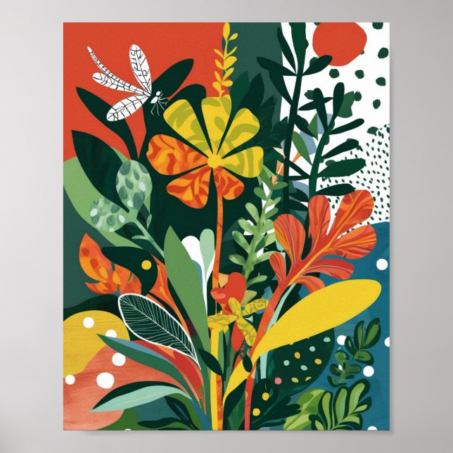 Abstract vibrant floral art poster (Front)