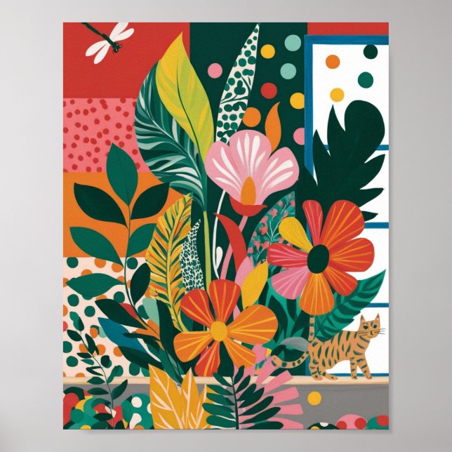 Abstract vibrant floral art poster (Front)
