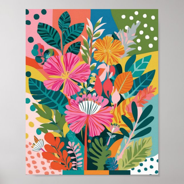 Abstract vibrant floral art poster (Front)