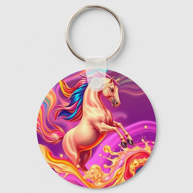 Abstract Vibrant Horse Illustration Key Ring (Front)