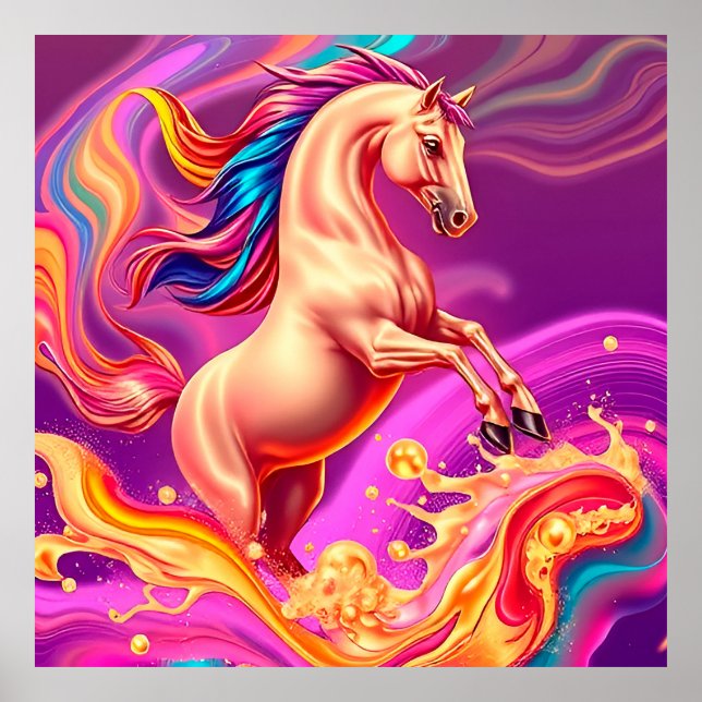 Abstract Vibrant Horse Illustration Poster (Front)