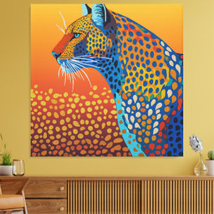 Abstract Vibrant Leopard Art Canvas Print