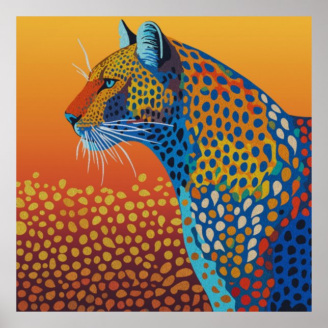 Abstract Vibrant Leopard Art Poster (Front)