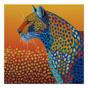 Abstract Vibrant Leopard Art Poster