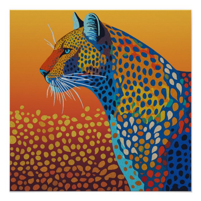 Abstract Vibrant Leopard Art Poster (Front)
