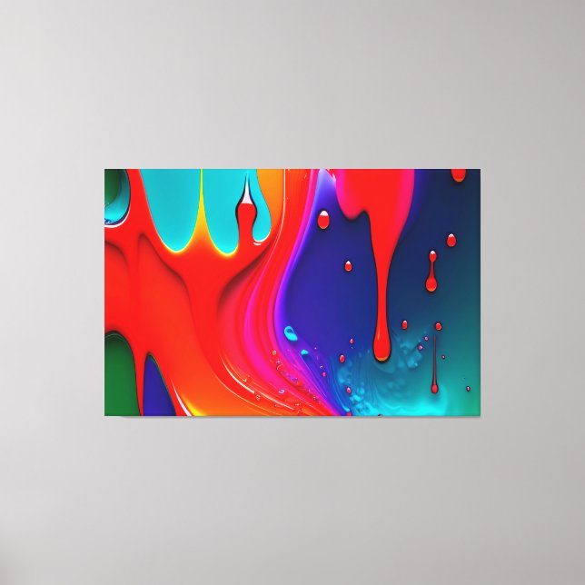 Abstract Vibrant Paint Drip Art  Canvas Print (Front)
